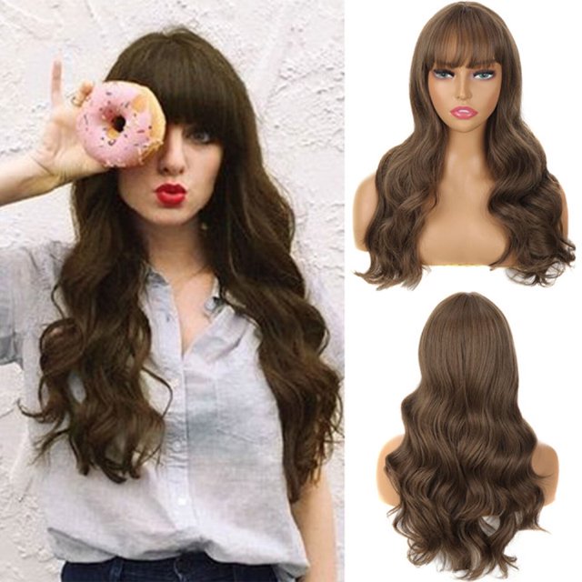 Long Curly Hair Wig Lace Inner Net Wig Air Bangs Long Curly Hair Water Ripple Wig Headgear