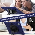 thumbnail image 4 of Funda para iPad Air 11 2024 / Air 11 2025, Silicona Anti-caída + Capa Protectora de PC con Asa, Correa para el Hombro, Funda Protectora Resistente a Golpes y Tres Pruebas para Tablet, Azul Marino, 4 of 6