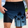 thumbnail image 4 of Swim Trunk For Men Gradient Palm Tree Vacation Quick-Dry Lightweight 4-Way Stretch Bathing Suit Dark Blue L, 4 of 4