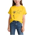 thumbnail image 2 of NAISIBABY Girls Cotton T-Shirts, Crewneck Rolled Short Sleeve Fashion Graphic Summer Casual Tee Yellow Size 6, 2 of 5