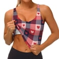 thumbnail image 4 of Haiem Heart Plaid Pattern Womens Sports Bra - U Neck Padded Low Impact Yoga Bra Workout Crop Top Gym Moisture-Wicking Workout Vest -Small, 4 of 9
