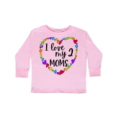 

Inktastic I Love my Two Moms- Pride Rainbow Hearts Gift Toddler Boy or Toddler Girl Long Sleeve T-Shirt
