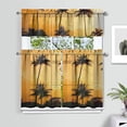 thumbnail image 4 of Boho Tropical Beach Sunset Curtains - 3 Piece Kitchen Set with Palm Tree Design, Farmhouse Tier & Valance Window Treatments, 4 of 5