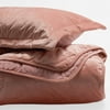 MoDRN Glam 3 Piece Velvet Quilt Set, King, Rose