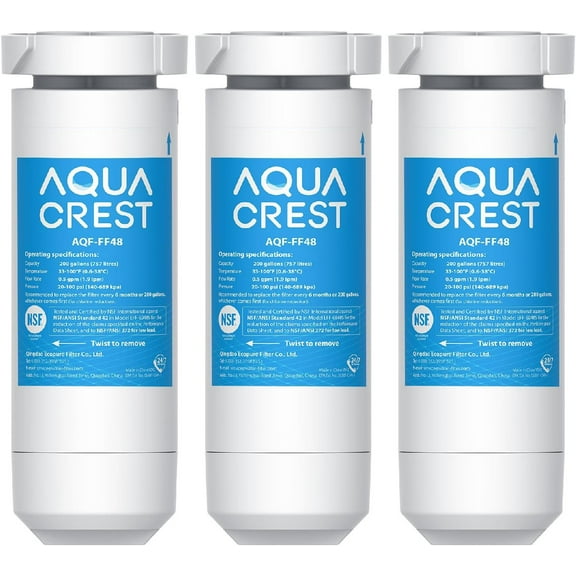 AQUA CREST XWF Replacement for GE® XWF, NSF Certified Refrigerator Water Filter, 3 Filter