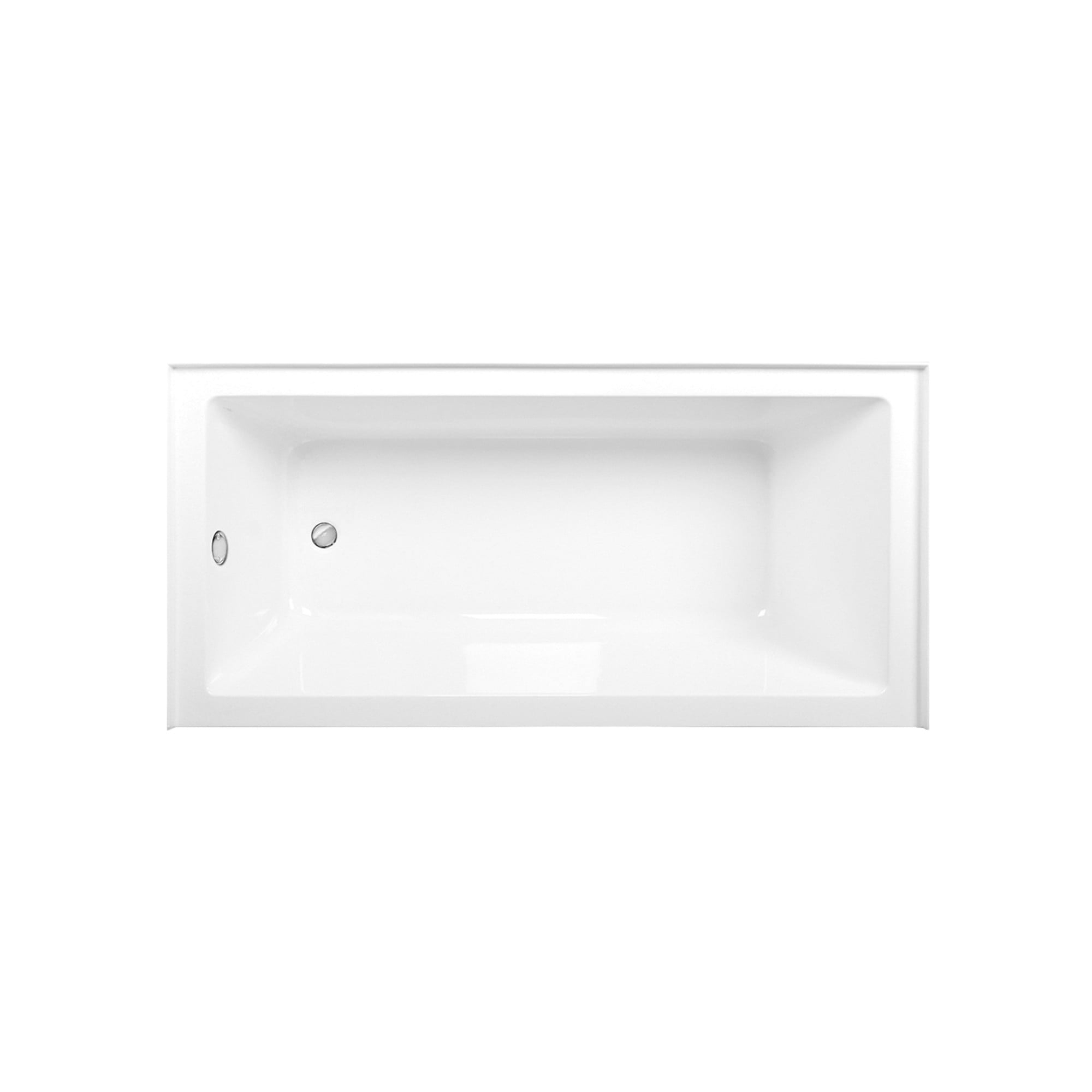 Aqua Eden CVTAP663222L1 66" Acrylic Rectangular 3-Wall Alcove Tub, Left Hand Drain, Glossy White/Polished Chrome