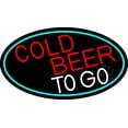 thumbnail image 1 of Red Cold Beer To Go Oval With Turquoise Border LED Neon Sign 20 x 37 - inches, Clear Edge Cut Acrylic Backing, with Dimmer - Bright and Premium built indoor LED Neon Sign for Bar decor., 1 of 7