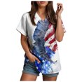 thumbnail image 5 of vigerkar American Flag Shirt for Women: 4th July Graphic T-Shirts Patriotic USA Flag Star Stripes Tees Hawaiian Button Down Tops (White, XL), 5 of 7