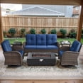 thumbnail image 2 of Opohoro 6-Piece Outdoor Patio Fire Pit Set with Sofa and Flat Arm, 43" Fire Pit Table, Propane Tank Cover for Deck Backyard, 2 of 18