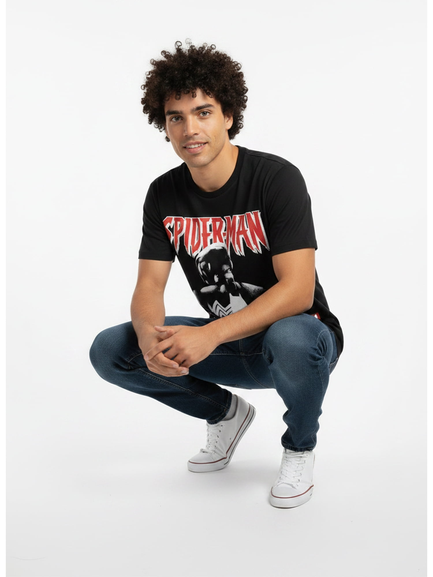 Marvel Spider-Man Men's and Big Men's Black Suit Graphic Tee, Sizes S-3XL