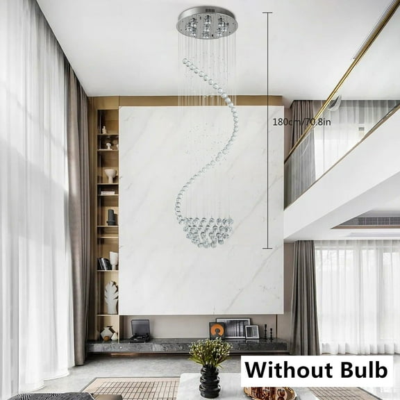 9-LED Light Luxury Crystal Spiral Rain Drop Modern Ceiling Pendant Lamp Fixture