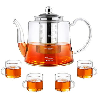 Feledorashia Office Supplies Heat Resistant Glass Teapot with Strainer Filter Infuser Tea Pot 350ml, Size: One Size