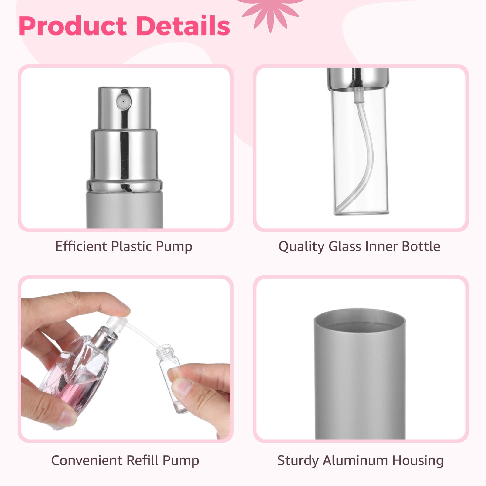 35PCS Refillable Perfume Atomizers, 0.17oz Mini Spray Bottles, Empty Perfume Travel Bottles with Refill Pumps, Leak-Proof Dispenser Bottles, Portable Perfume Scent Bottles for Men Women