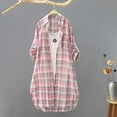 thumbnail image 2 of Outfmvch Button Down Blouses Plaid Shirts for Women Cowgirl Women Plaid Shirt Plaid Button Down Shirts for Women Checkered Shirt Women's Medium to Long Coat Thin Outer Shirt Z Pink Xl, 2 of 6
