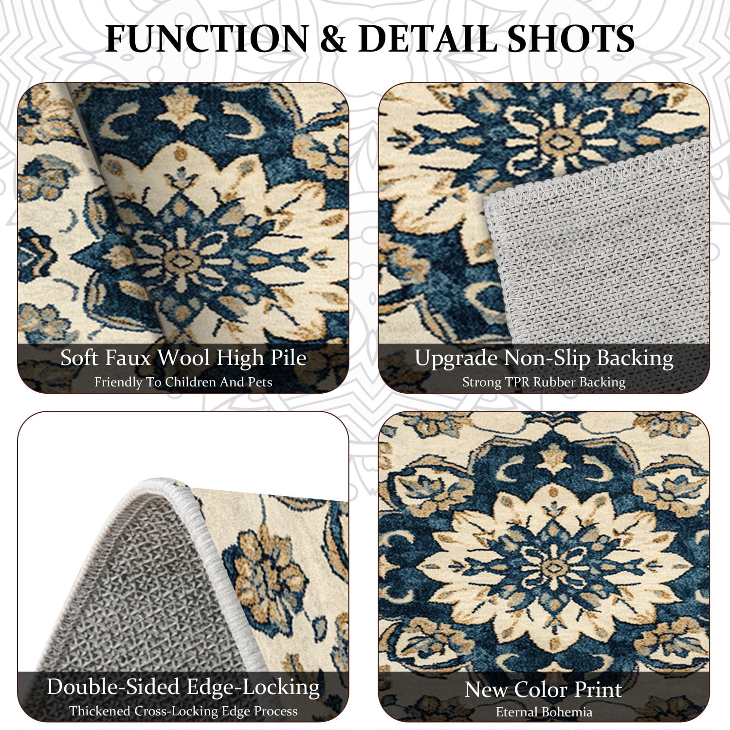 3 Piece Kitchen Rug Set, Non-Slip And Washable, Abstract Pattern Kitchen Hallway Rug, Soft And Comfortable, Suitable For Sinks, Floors, Entrances, Hallways and Bathrooms
