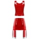 thumbnail image 4 of Conjunto de lencería de charol con efecto mojado para mujer, camiseta sin mangas con cuello en U y cremallera, falda con liga de cintura alta, disfraz para fiesta en club, 4 of 5