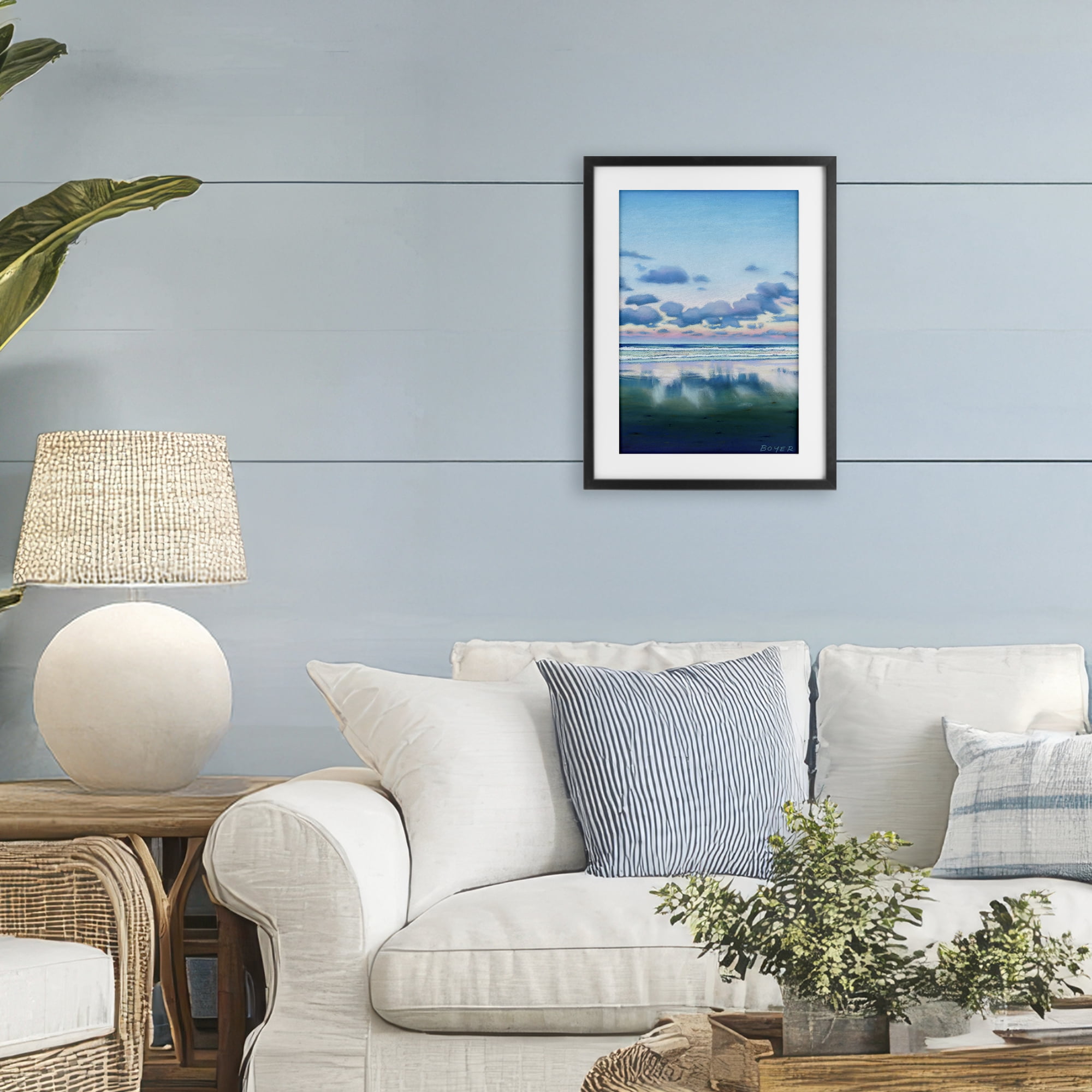 Stupell Industries Pretty Azure Cloud Reflection Black Framed Print Under Glass, design by Susy Boyer