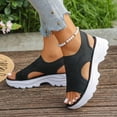 thumbnail image 4 of Women Platform Sandals Open Toe Breathable Mesh Sandals Comfortable Summer Beach Thick Shoes Casual Outdoor Walking Sandal Footwear Black 36, 4 of 7