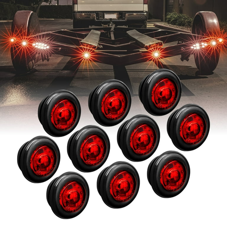 10PCS 2inch Round LED Side Marker Light for Truck Trailer 12V (red/yel —  AUXITO