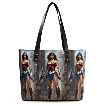 Wonder Woman Handbag For Women Leather Shoulder Bag Casual Big Capacity Novelty Tote Bag