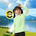 thumbnail image 5 of Riecok Boys Girls Rash Guard Shirt Long Sleeve Sun Protection Pullover Breathable Hooded Tops Hiking Workout Clothes Green 160, 5 of 6