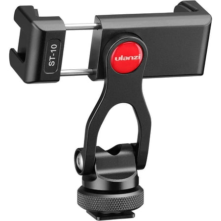 Image of Camera Phone Mount Tripod Holder - ULANZI ST-10 Metal Dual Cold Shoe Smartphone Vlog Holder DSLR Hot Shoe Phone Mount