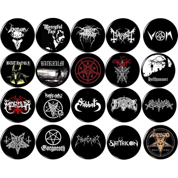 BLACK METAL x 20 buttons NEW 1" inch (25mm) pins badges Heavy Metal