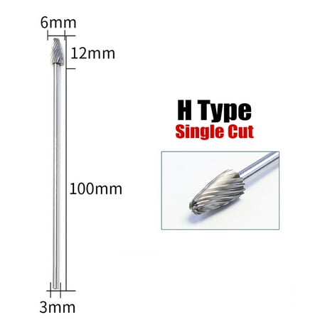 

Goodhd Rotary Files Burr Tungsten Carbide Engraving Milling Cutter Single Cut 3x6x100mm