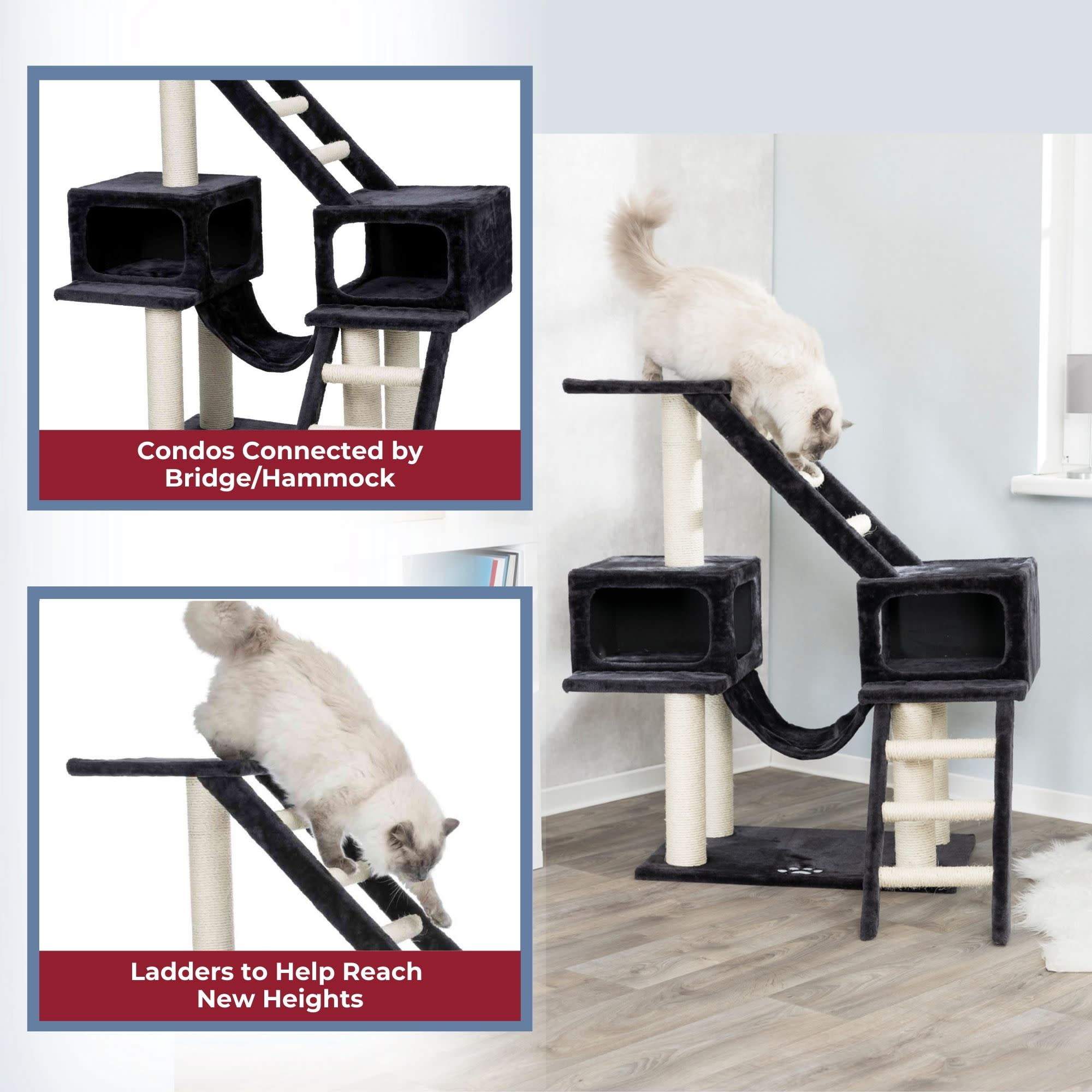 TRIXIE Malaga Sisal 3-Level 43" Cat Tree with Scratching Posts, Condos & Ladders, Gray