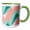 Green/White, variant on 3drose, Soft Pink Peach Amber Yucca and Arbor Green Seamless Ombre, 15oz Mug