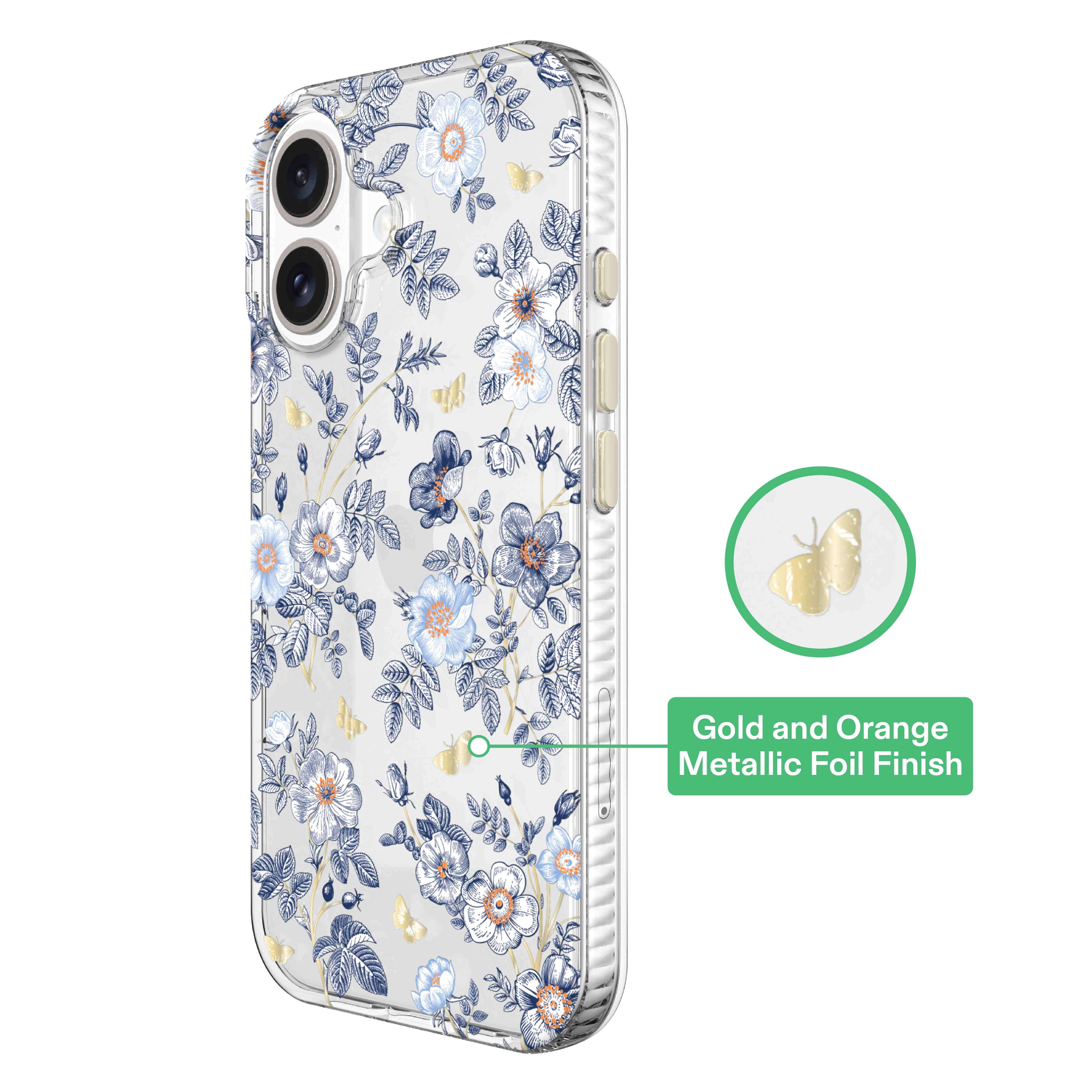 onn Blue Toile Phone Case for iPhone 16