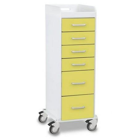 TrippNT 51091 Bright Idea Polyethylene Tall Locking 6 Drawer Cart - 16 x 47 x 19 in.