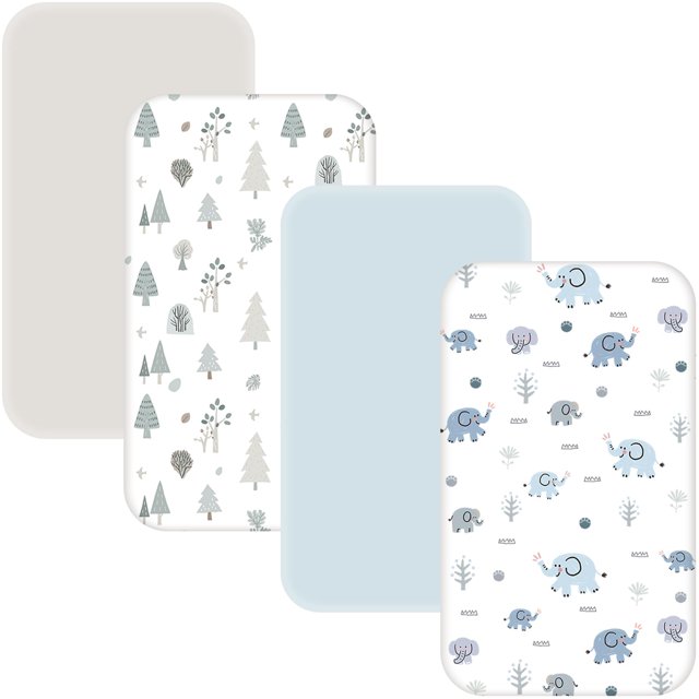 Paquete de 4 sábanas de capazo NacoMoco para Baby Delight, Angelbliss