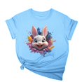 thumbnail image 1 of Tops de Cuello Alto para las Mujeres Amante Impreso Camiseta Cuello Redondo Manga Corta, Poliéster Spandex, 1 of 7