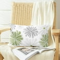 thumbnail image 3 of Throw Pillow Covers Decorative 12 X 20 Inches Pack of 2 Cozy Fleece Two-Tone Blooming Flowers Decorative Cushion Cases for Couch Bed Sofa Farmhouse Decoration Sage Green Grey, 3 of 6