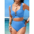 thumbnail image 6 of SHEWIN Women's 2 Pieces Bikini Swimsuit, High Waist Cut-Out Spaghetti Straps, Set (Women's), 6 of 10