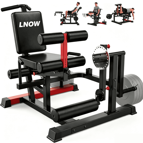 LNOW Leg Extension and Curl Machine, Multifunctional Seated Adjustable Lying Curl Machine for Home Gym