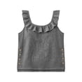 thumbnail image 5 of Womens Cute Sleeveless Tank Tops Ruffle Strap Crew Neck Blouse Cotton Linen Solid Color Camisole Dressy Outfits, 5 of 6