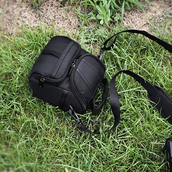 HONMEET Compact Portable Camera Crossbody Bag with Smooth Zipper, Lightweight Camera Carrying Case in Black