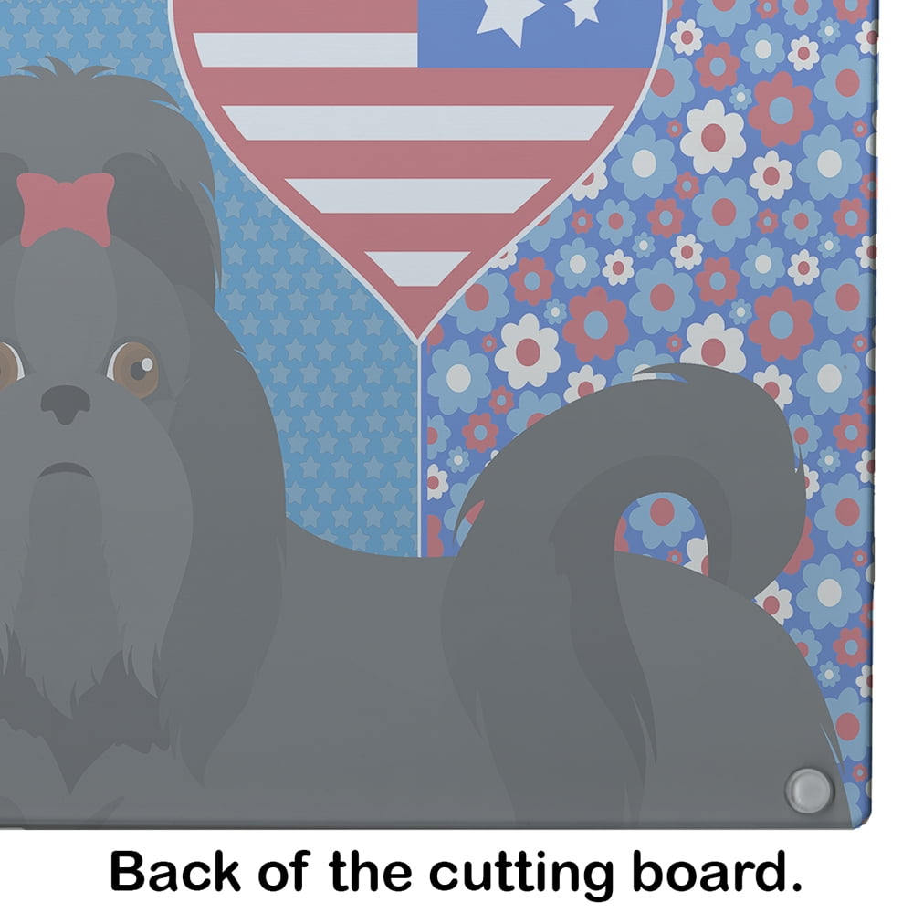 Black Shih Tzu Glass Cutting Board Large 12 in x 15 in