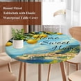thumbnail image 3 of Summer Lemon Round Tablecloth 36-44 Inch Round Fitted Table Cloth with Elastic Edge, Coastal Beach Fruit Mountain Town Waterproof Table Cover Protector for Outdoor Picnic Party Dining, 3 of 6