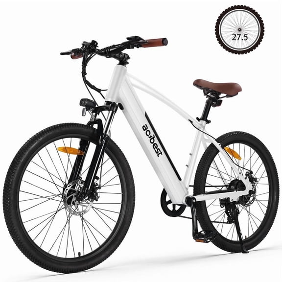 Core Electric Bicycle for Adults - Peak 750W Brushless Motor Ebike,up to 20MPH,Removable Built in Battery 27.5X2.1 Tire Step Over Bicycle with 7 Speed, UL2849 White