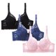 thumbnail image 1 of Puntoco Sujetadores sin aros para mujer, 3 piezas, con estampado de leopardo, hebillas delanteras, ropa interior, sujetador sin cierre de acero, 1 of 2