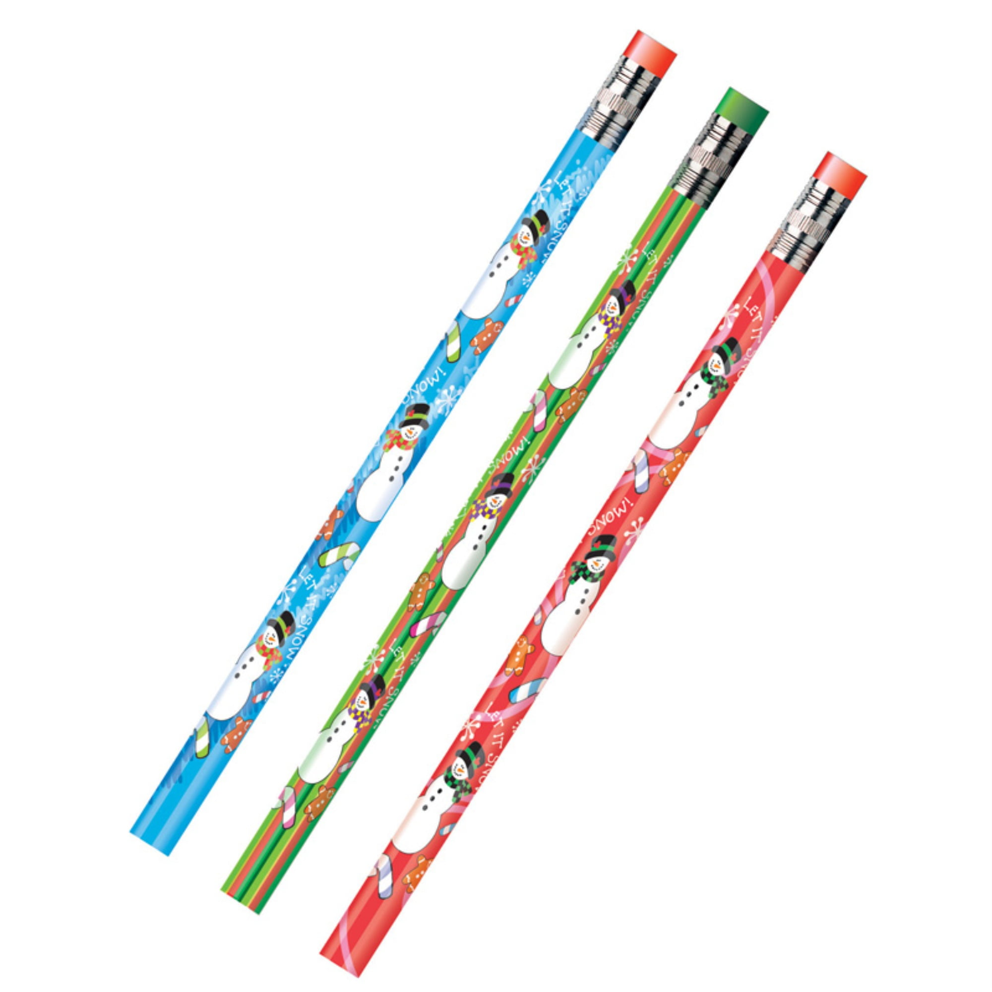 Decorated Pencils, Holiday Snowmen Asst., 12/pkg