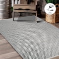thumbnail image 4 of FH Home Machine Washable Area Rug - Hand Woven, Stain Resistant, Pet Friendly - Premium Recycled Polyester Yarn - Diamonds - Kitchen, Bathroom, Laundry Room - Veria - Gray & White - 3 x 5 ft, 4 of 8