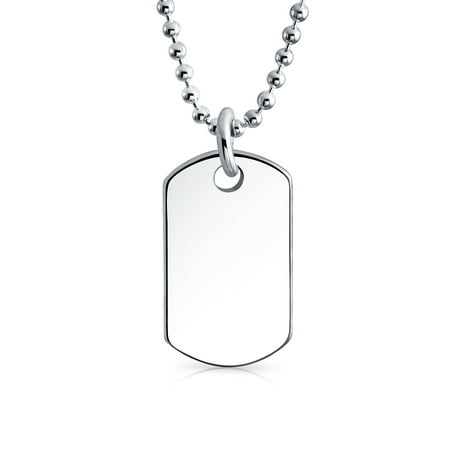 Childrens Petite Dog Tag Pendant Sterling Silver Necklace 16 Inches