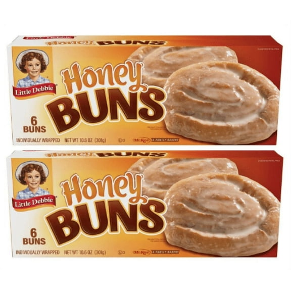 Little Debbie Honey Buns, 6 Individually Wrapped Pastries, 10.6 oz Box (Pack of 2)