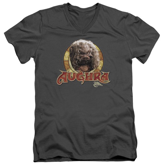 Dark Crystal/Aughra Circle S/S Adult V-Neck T-Shirt Charcoal