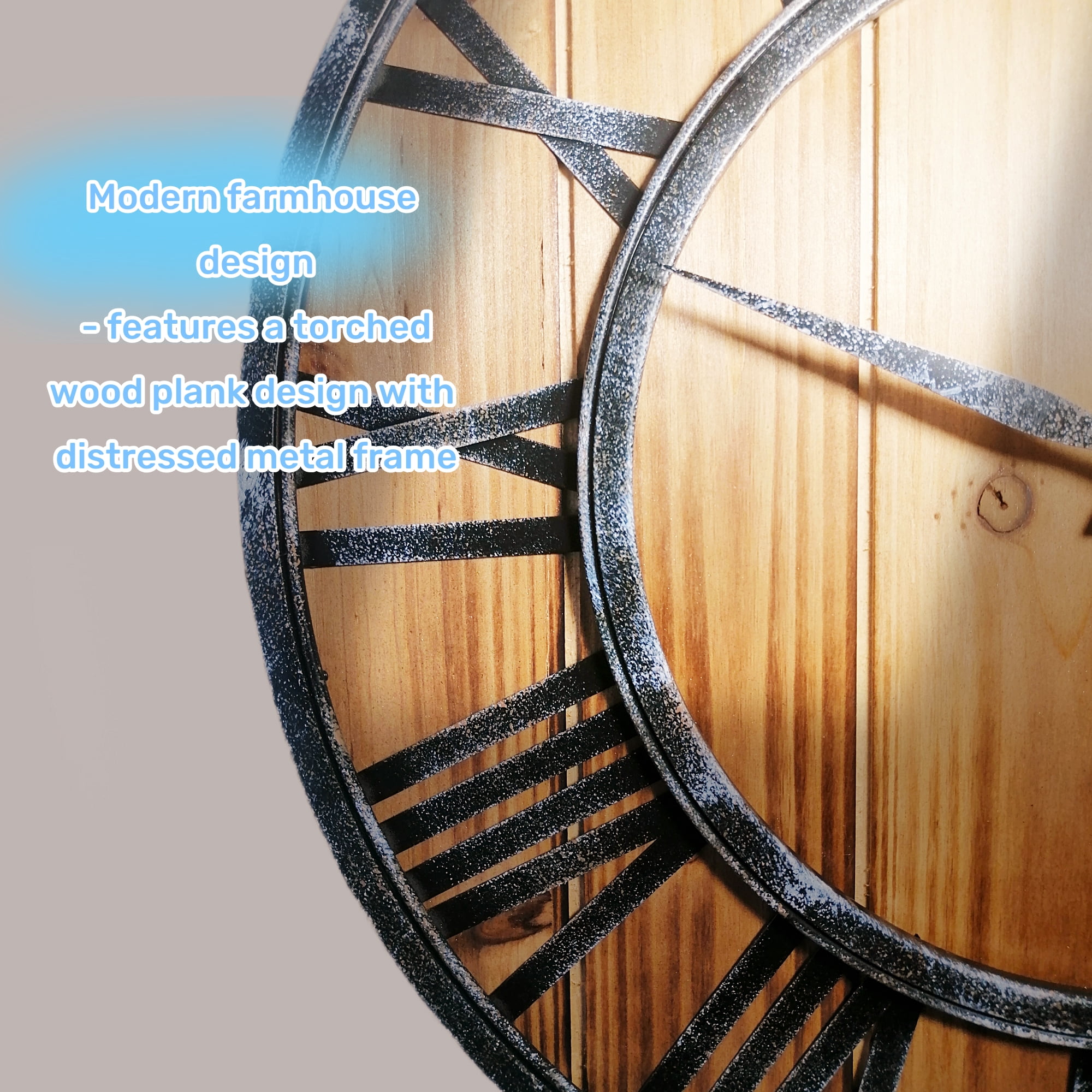 24 Inch Thicken & Heavy Large Metal Wall Clocks for Living Room Decor Large Decorative Clock Oversized,Big Roman Numeral Non Ticking