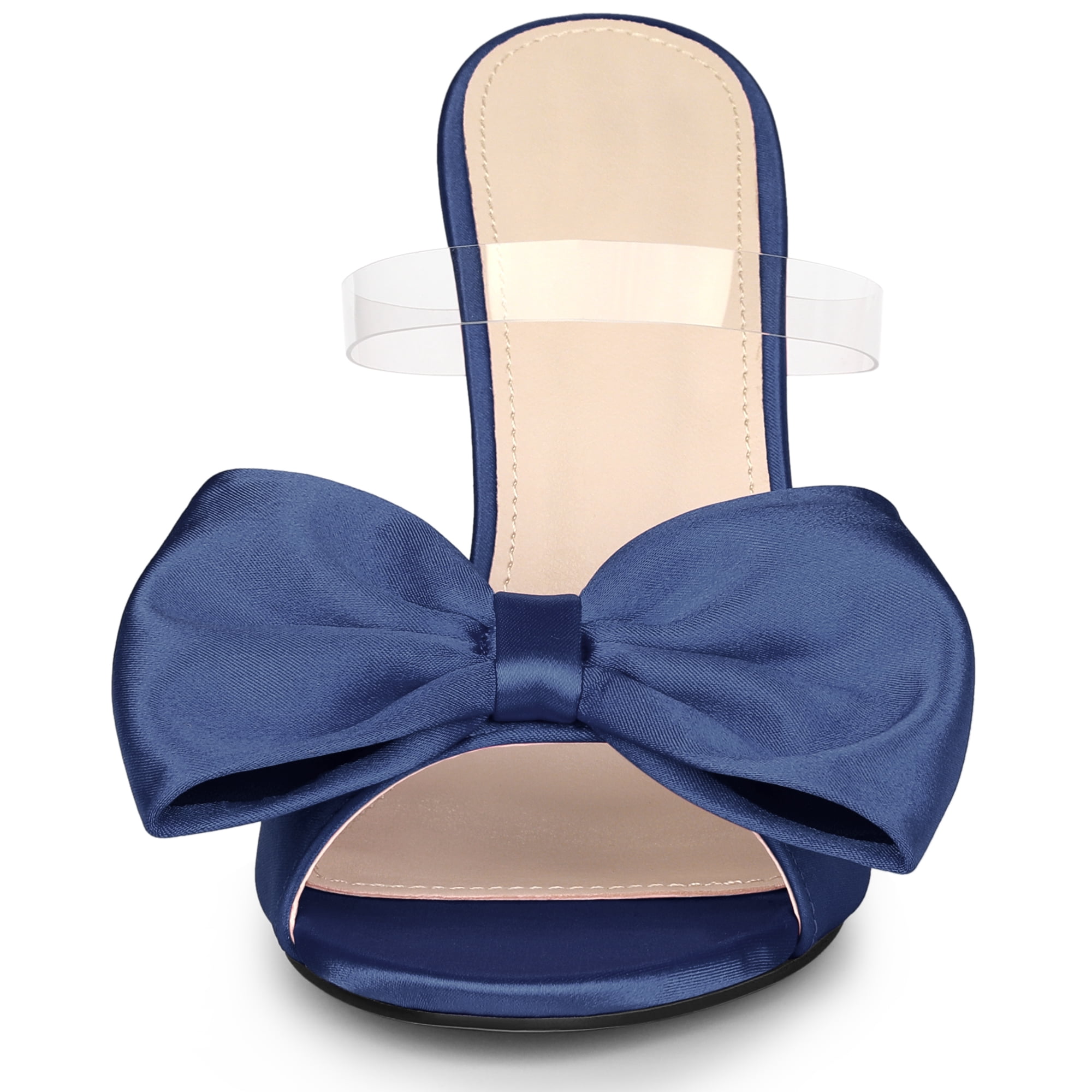 DARING DIVA Women's Elegant Bow Stiletto Heels Stylish Summer Sandals Navy Blue 6.5
